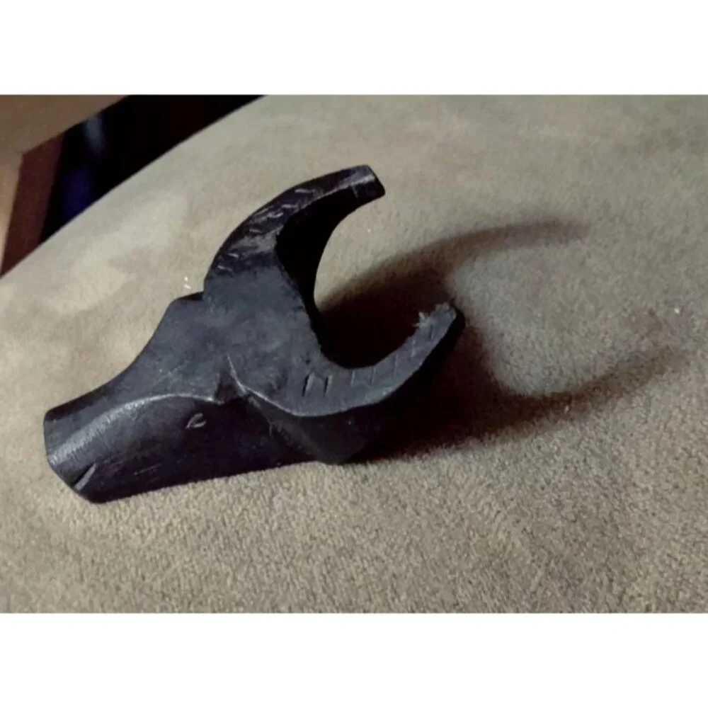Water Buffalo Napkin Rings Hand Carved Hard Wood Black Set of 8 Vtg MCM Bull Hds